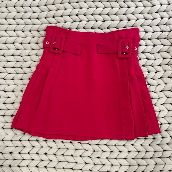 Zara Dresses & Skirts - Zara Hot Pink Pleated Mini Skirt with Buckle Details